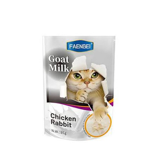 پوچ گربه فنبی طعم مرغ و خرگوش در شیر بز وزن 85 گرم